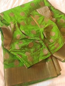 Vibrant Green Silk Saree+blouse