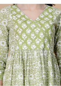 women printed pure cotton flared kurta💚