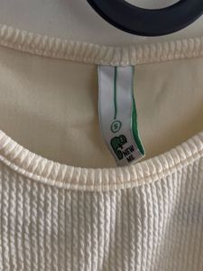 Cream Textured Crop Top