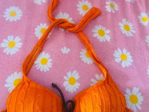 Bright Orange Knitted Bikini Top