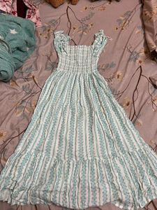 Blue & White Striped Maxi Dress