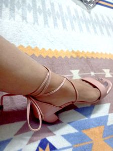 Peach Laceup Heels