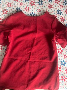 Red Ruffle Sleeve Dress