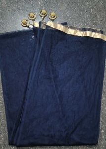 Navy Blue Dupatta with Gold Border
