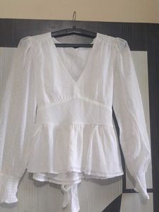 Chic White Peplum Blouse