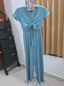 MAX Chic Blue Tie-Front Jumpsuit