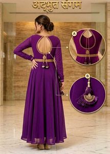 Stunning Purple Anarkali Gown with Tassels