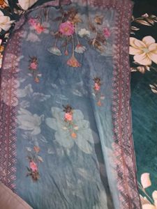 Light Blue Floral Kurta Set with Dupatta