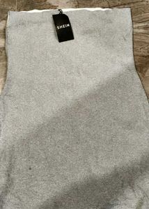 Grey Cotton tube mini dress