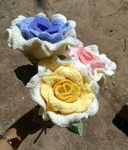 Handmade Crochet Thai Rose In Purple