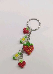 Cute Beaded Strawberry Keychain