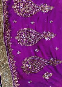 Purple Embroidered Saree with Blouse