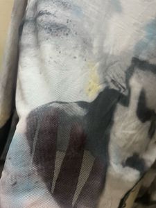 Sheer Abstract Print Long Sleeve Top