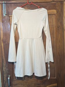 Elegant Cream Square Neck Dress