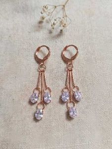 💖 Rose Gold Dangle Earrings with Crystals ✨