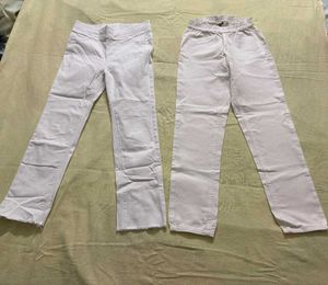 White Colored Women's Pants - Set of 2