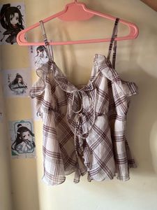 Chic Plaid Off-Shoulder Top