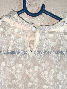 Elegant White Lace Top Sheer