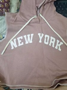 Pink Sleeveless "New York" Hoodie Top