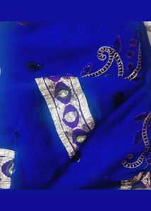 Stunning Royal Blue Embroidered Saree