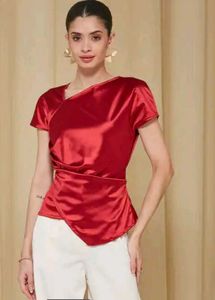 Shein Cute Asymmetrical Neck Tie-Up Extended Sleev