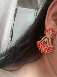 Red &amp; Gold Drop Earrings