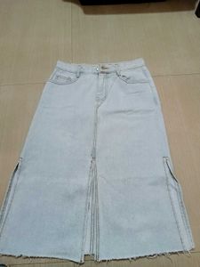 Light Wash Denim Midi Skirt (fixed price)