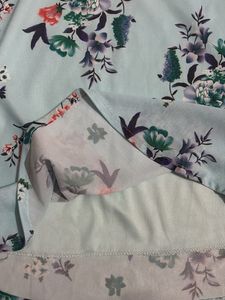 Light Blue Floral Lace Neck Top