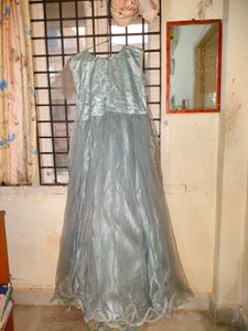 Elegant Grey Embroidered Gown (never used)