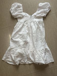 Chic White Eyelet Puff Sleeve Dress