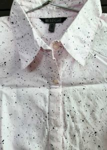 Pink Speckled Short Sleeve Button-Up Shirt