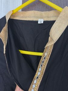 Elegant Black Kurta with Golden Embellishments