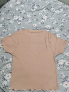 Cute Ribbed Lettuce Hem T-Shirt