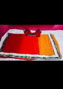 Stunning Red &amp; Orange Ombre Saree
