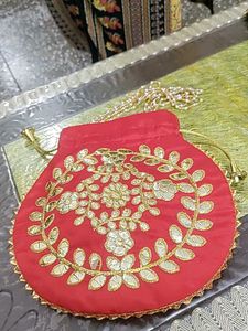 Red Embroidered Potli Bag