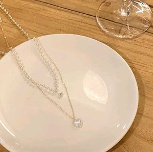 Double Layer Heart Pearl Necklace
