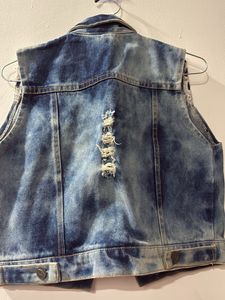 Denim Vest with Lace Detailing
