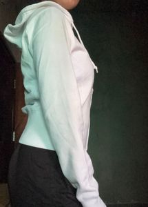 White Graphic Zip-Up Hoodie jacket