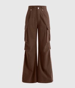 Brown Y2k Cargo Wide-Leg Pants