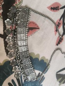 Oxidized Silver Choker Necklace