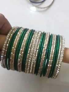 Sparkling Green & Gold Bangles