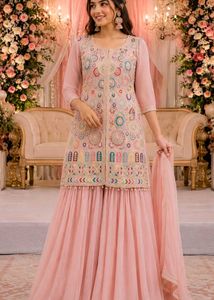 Embroidered Sharara Set with Dupatta