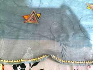 beautiful grey net saree