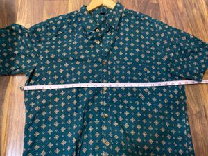 Vintage Teal Geometric Print Short Sleeve Shirt