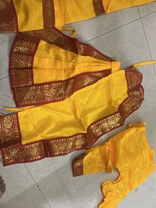 Bharatnatyam Yellow Lehenga Choli Red Border