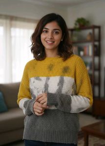 Stylish Color Block Knit Sweater