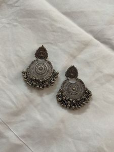 Boho Oxidized Silver Jhumka Earrings