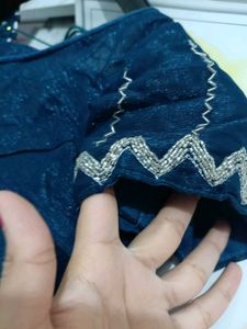 Stunning saree with blouse hand work stone silver