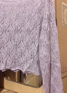 Cropped Lace Knit Sweater