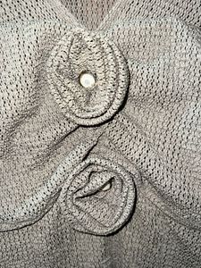 Elegant Knit Top with Flower Detail